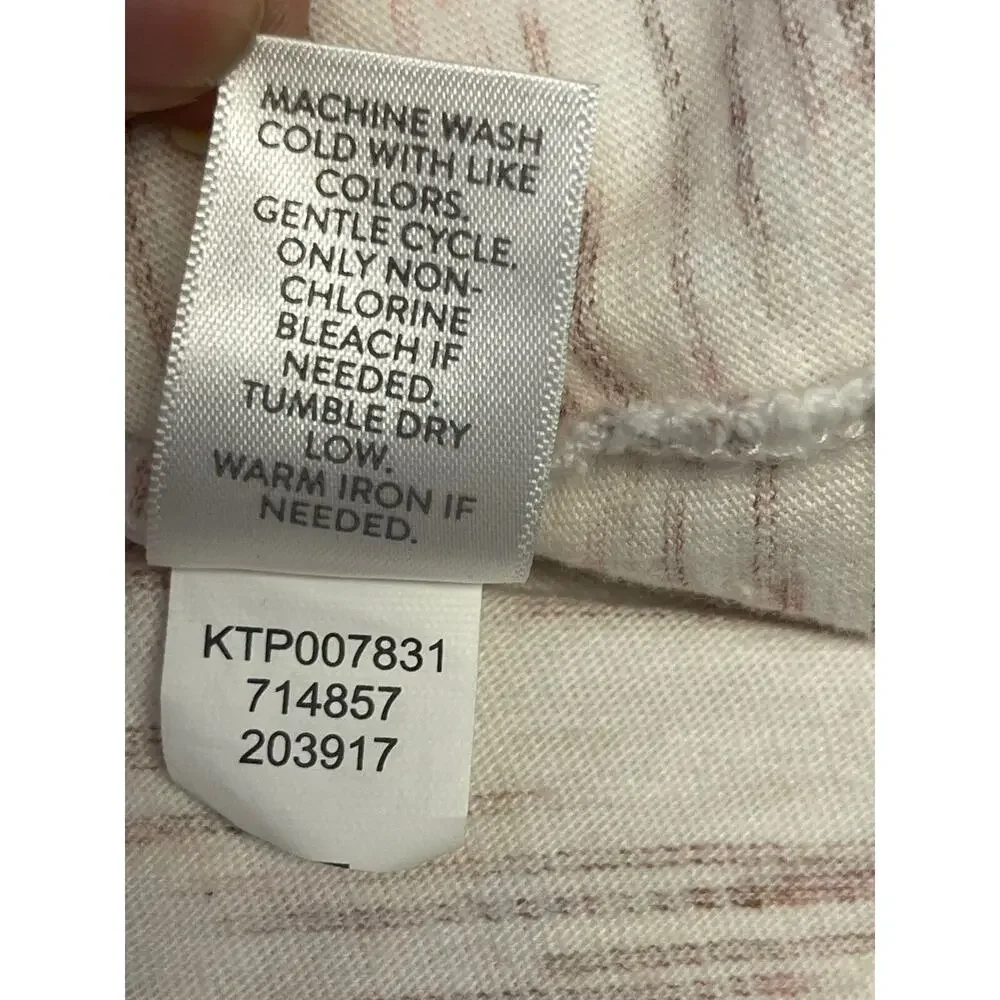 Pure Jill Tunic Women Size M Cream Mauve Space Dye 3/4 Sleeve Knit Top